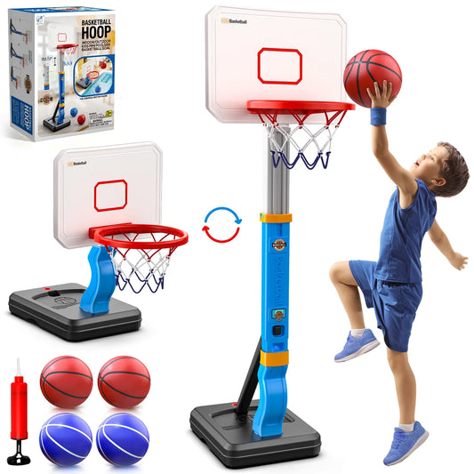 Pool Basketball Hoop, Height Adjustable Toddlers Basketball Hoop with 4 Balls, Indoor Outdoor, Basketball Summer Toys Gifts for 2 3 4 5 6 7 8 Years Old Boys Girls