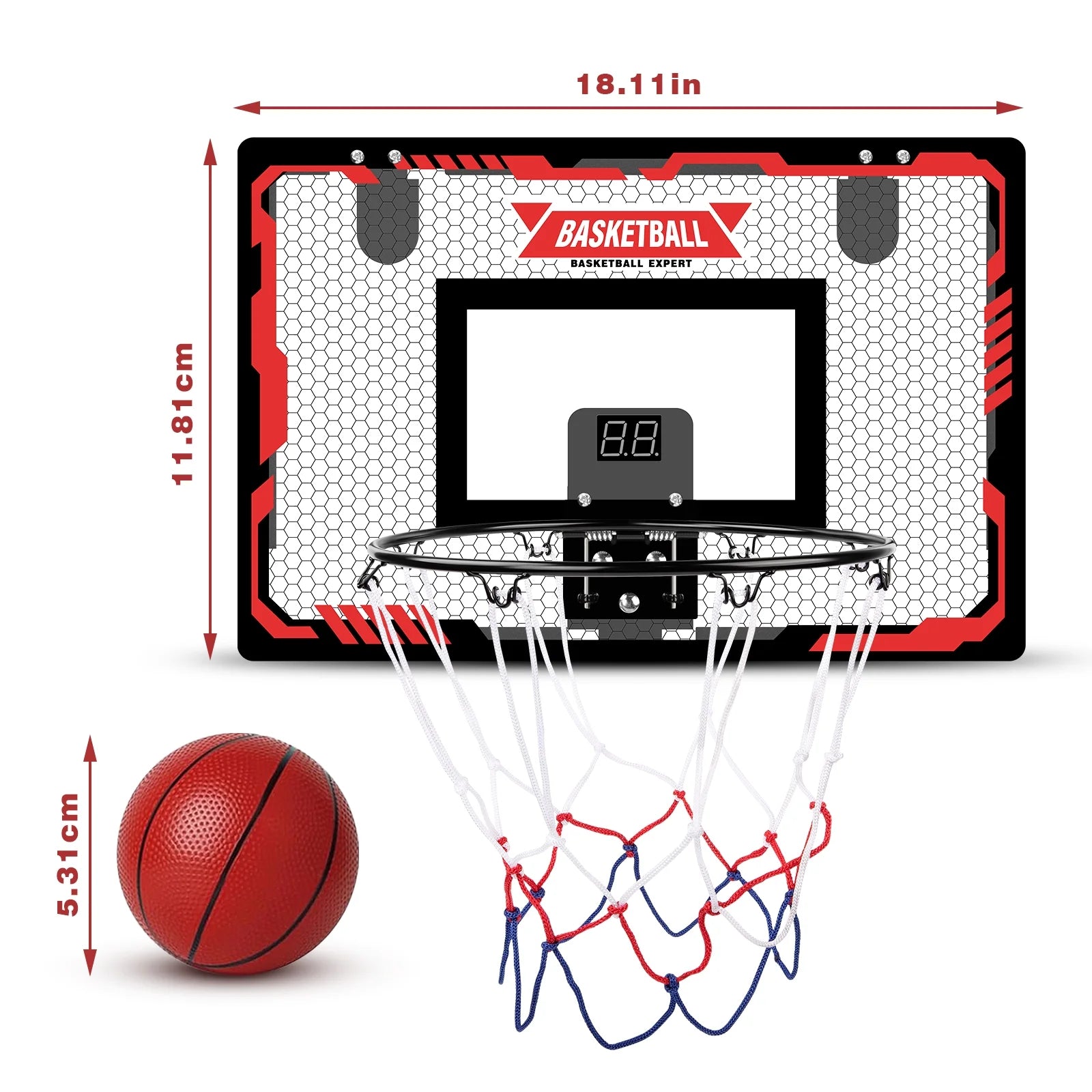 Indoor Basketball Hoop for Kids, Indoor over the Door Basketball Hoops, LED Light Mini Basketball Goals with 2 Balls & Electronic Scoreboard, Christmas Toys Gifts for 5 6 7 8 9 10-12+ Year Old Boys