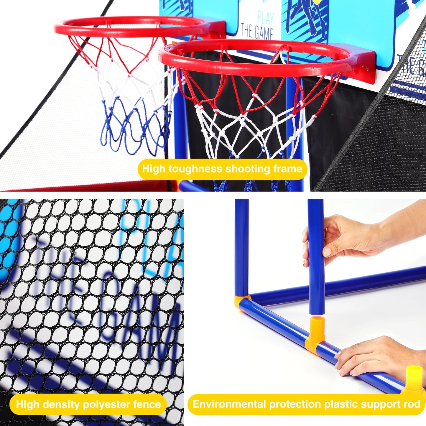 Basketball Goal for Kids, Outdoor Indoor Basketball Hoop Arcade Game with 6 Balls with Pump, Basketball Shooting System for Toddlers and Children, Sports Toys for 3-6 Year Old Boys Girls Gifts