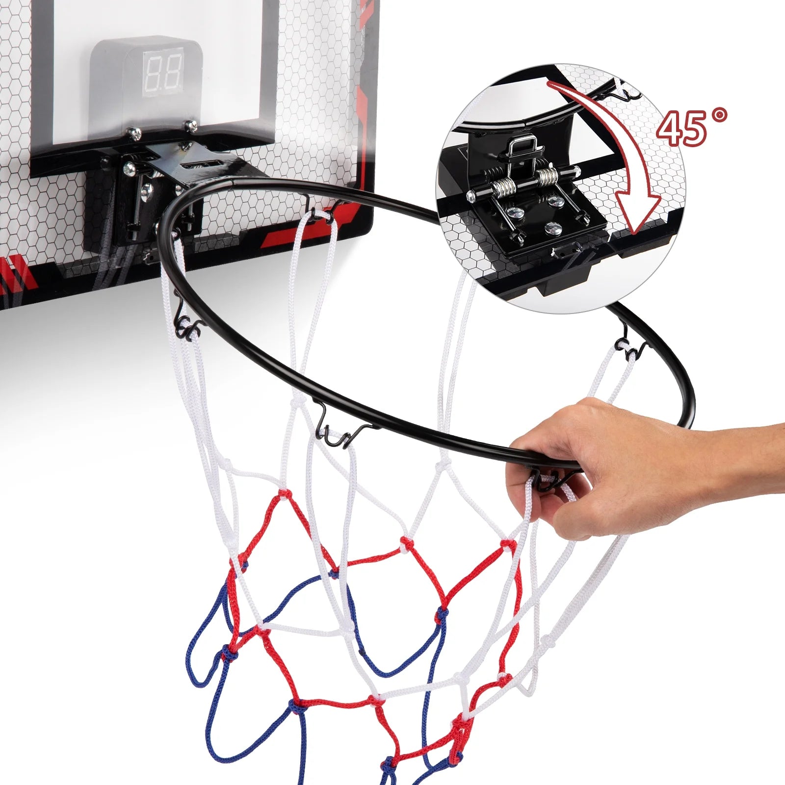 Indoor Basketball Hoop for Kids, Indoor over the Door Basketball Hoops, LED Light Mini Basketball Goals with 2 Balls & Electronic Scoreboard, Christmas Toys Gifts for 5 6 7 8 9 10-12+ Year Old Boys