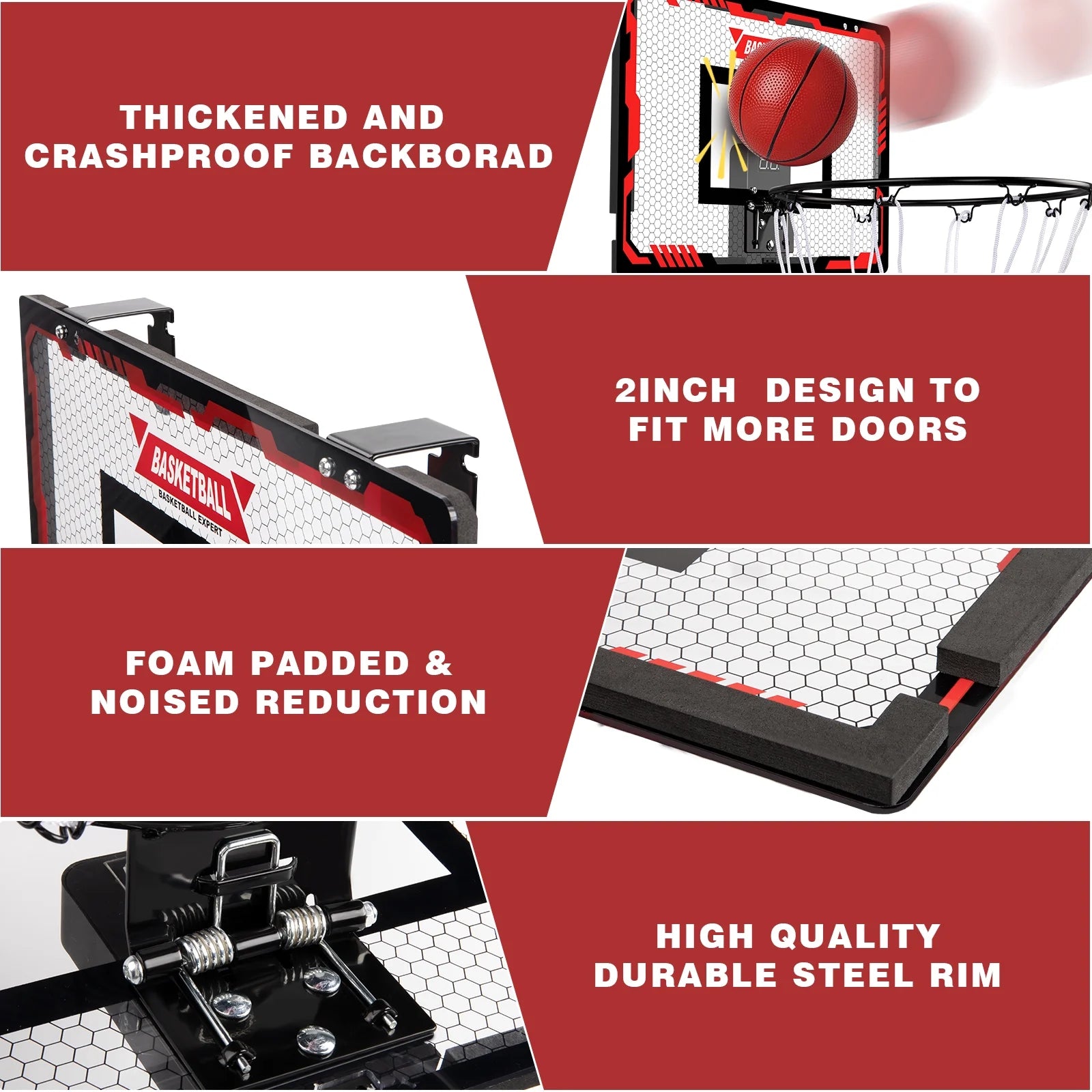 Indoor Basketball Hoop for Kids, Indoor over the Door Basketball Hoops, LED Light Mini Basketball Goals with 2 Balls & Electronic Scoreboard, Christmas Toys Gifts for 5 6 7 8 9 10-12+ Year Old Boys