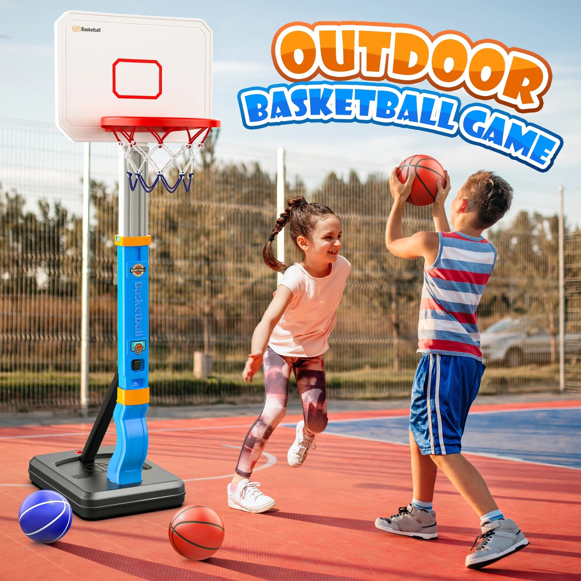 Pool Basketball Hoop, Height Adjustable Toddlers Basketball Hoop with 4 Balls, Indoor Outdoor, Basketball Summer Toys Gifts for 2 3 4 5 6 7 8 Years Old Boys Girls